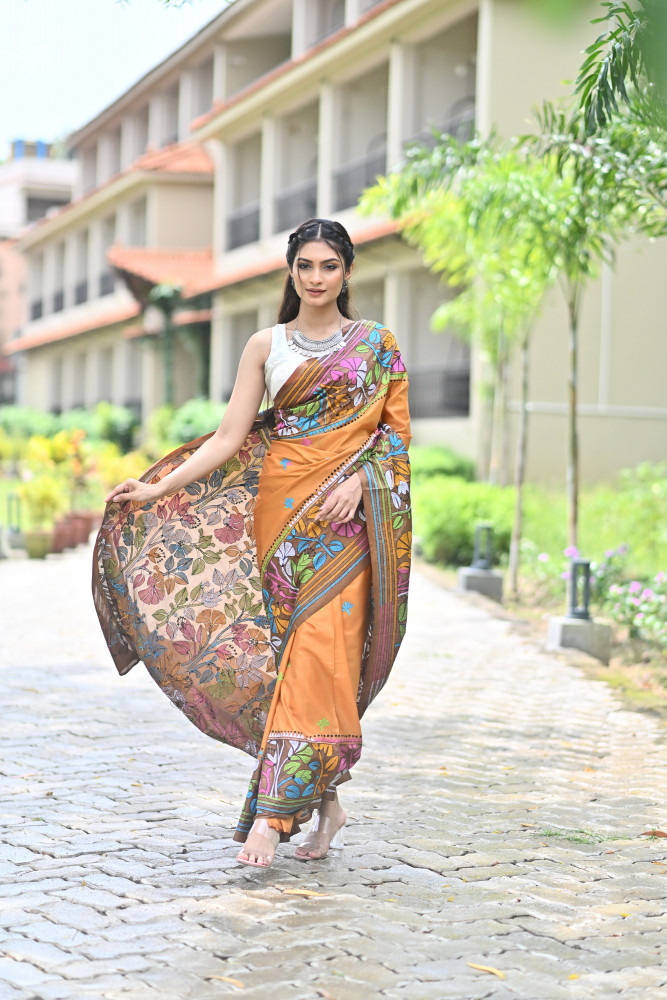 CHANDRAVATI BLENDED SILK KANTHA SAREE