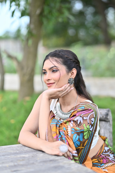 CHANDRAVATI BLENDED SILK KANTHA SAREE