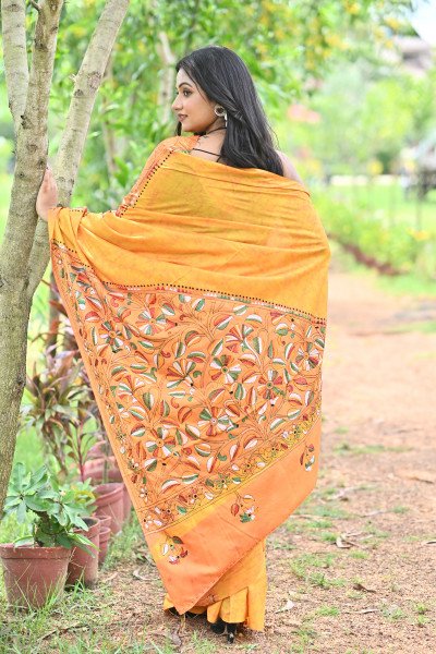 MAHAMAYA BLENDED SILK BATIK KANTHA SAREE