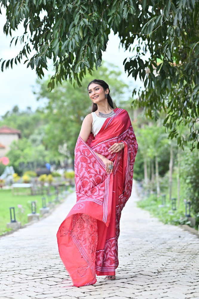 NARAYANI BLENDED SILK KANTHA SAREE