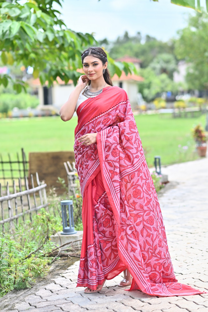 NARAYANI BLENDED SILK KANTHA SAREE