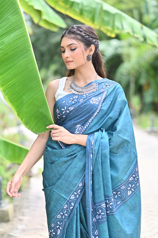 SHUBHADA BLENDED SILK KANTHA SAREE