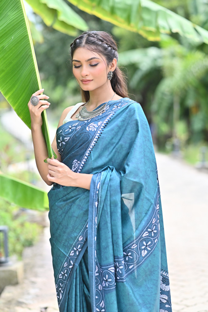 SHUBHADA BLENDED SILK KANTHA SAREE