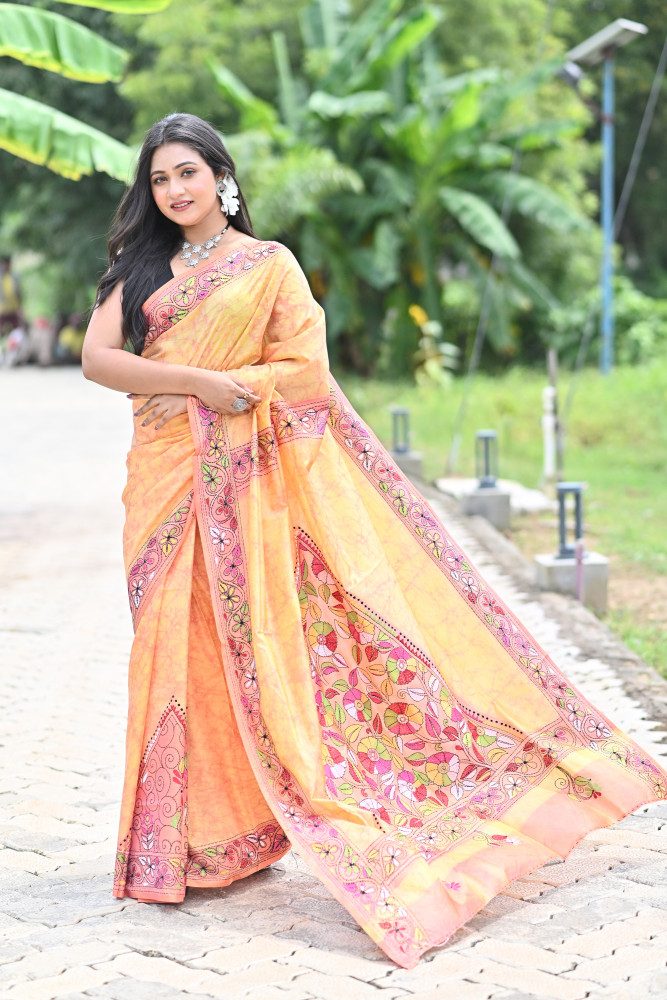 KARUNAMAYI BLENDED SILK KANTHA SAREE