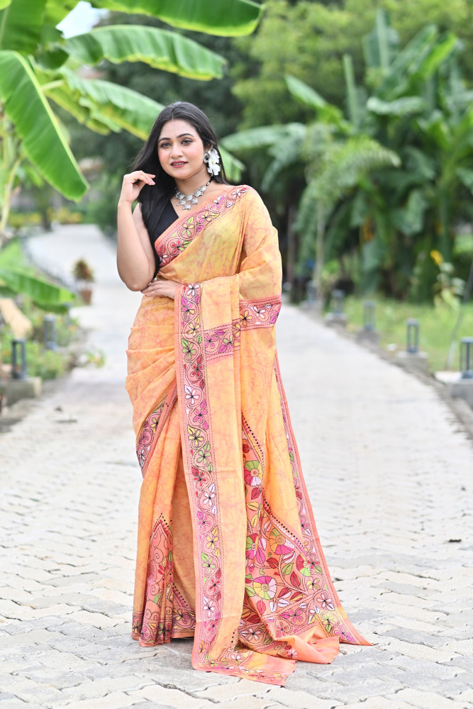 KARUNAMAYI BLENDED SILK KANTHA SAREE