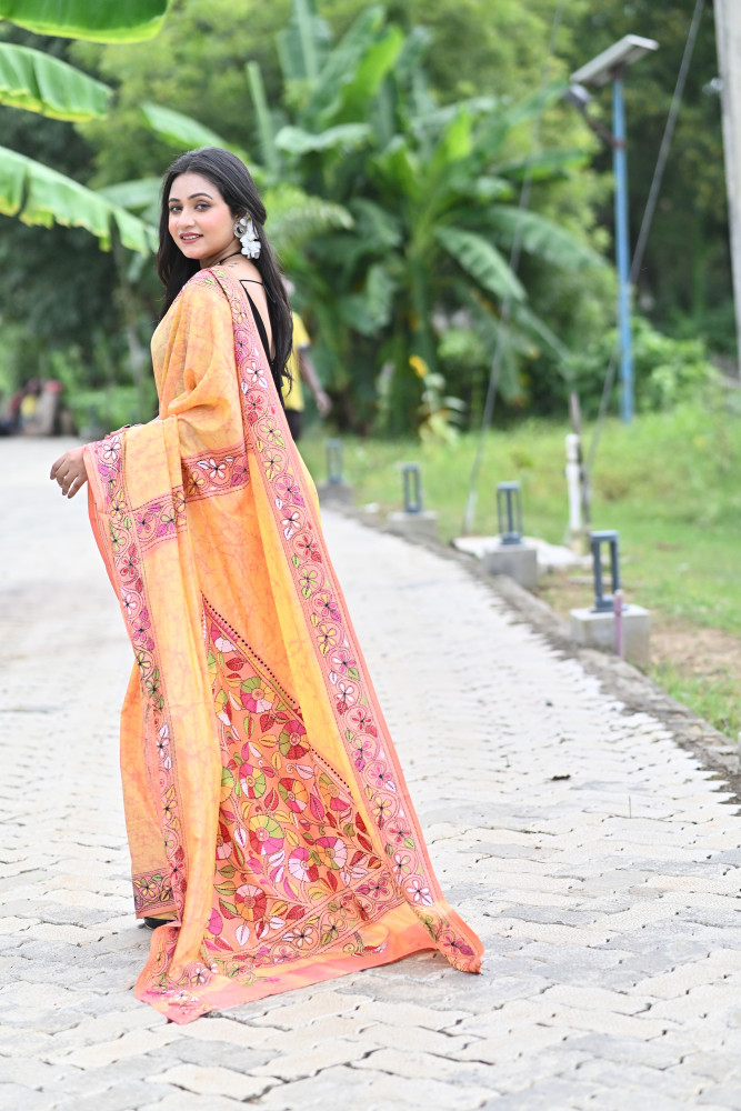 KARUNAMAYI BLENDED SILK KANTHA SAREE