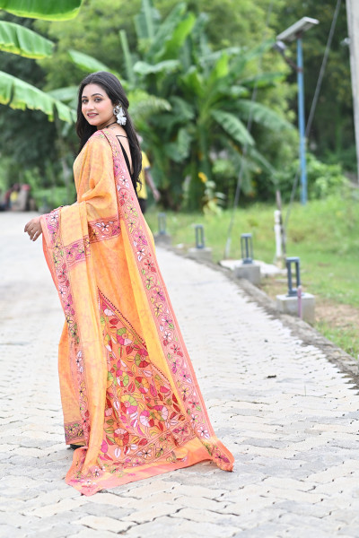 KARUNAMAYI BLENDED SILK KANTHA SAREE