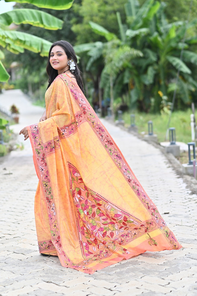 KARUNAMAYI BLENDED SILK KANTHA SAREE