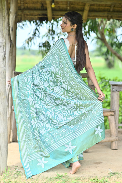 BHUVANESHWARI BLENDED SILK KANTHA SAREE