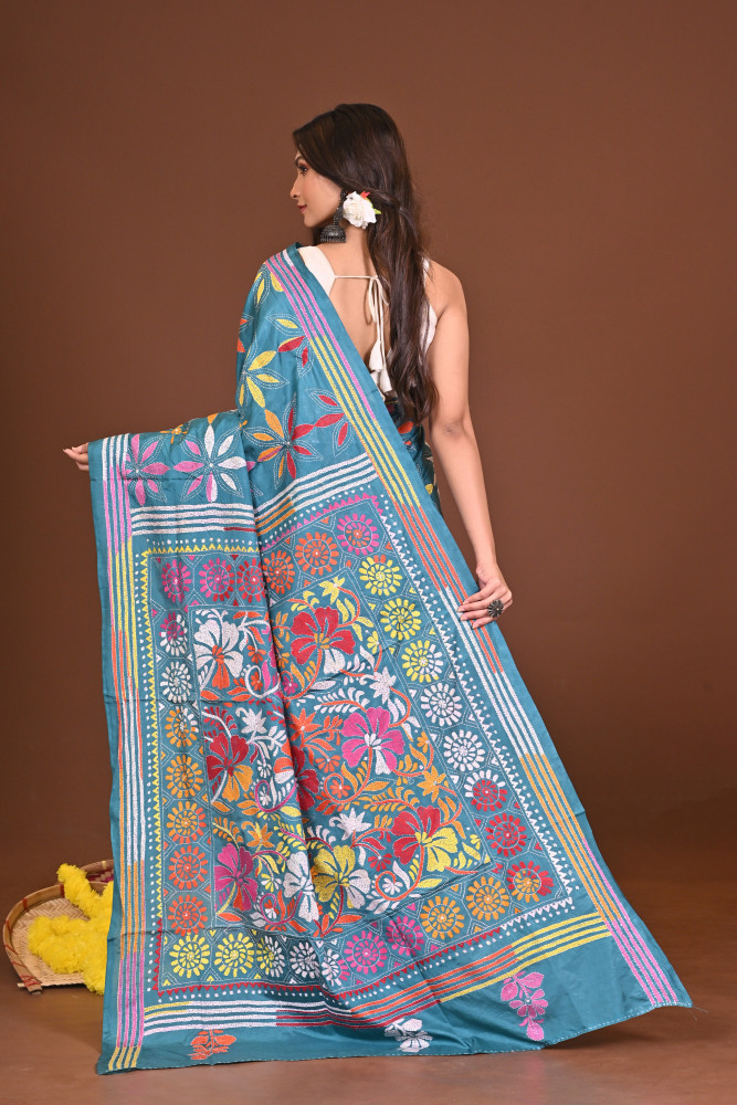 SHALINISHOBHA BLENDED SILK KANTHA SAREE
