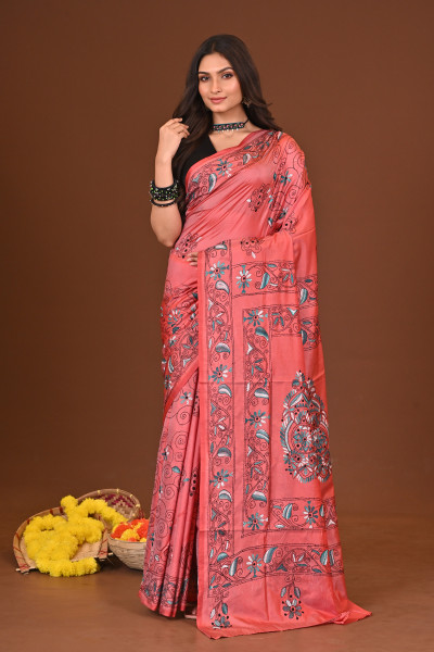 SUBARNIKA BLENDED SILK KANTHA SAREE