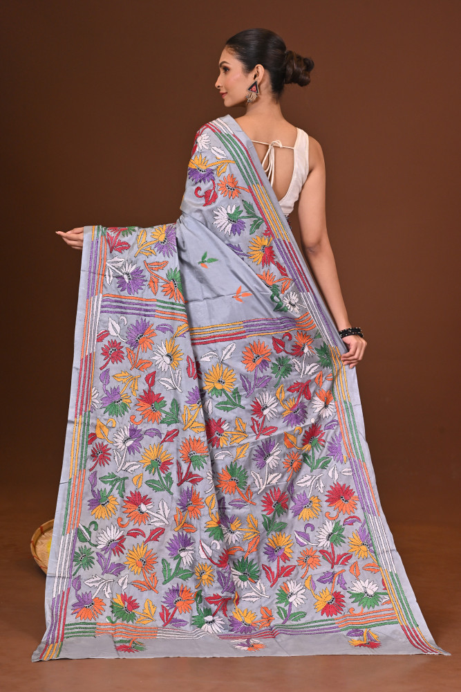 SUBHRANGI BLENDED SILK KANTHA SAREE
