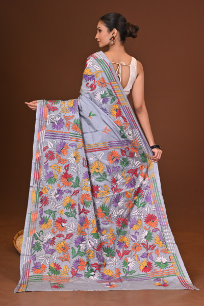 SUBHRANGI BLENDED SILK KANTHA SAREE