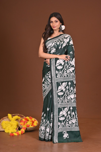 SUNDARSHARONI BLENDED SILK KANTHA SAREE