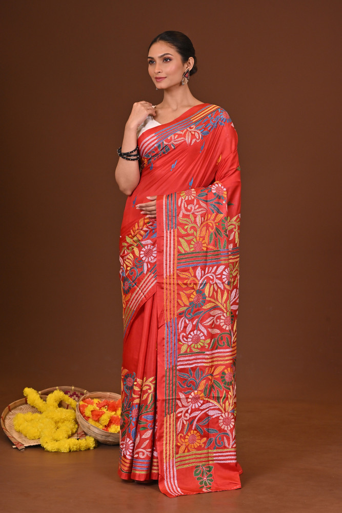 SURORAJANI BLENDED SILK KANTHA SAREE