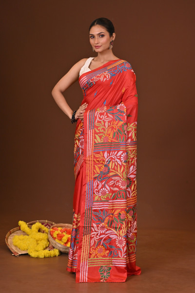 SURORAJANI BLENDED SILK KANTHA SAREE