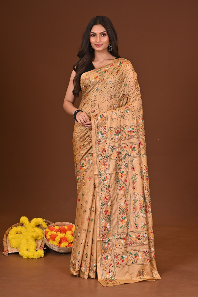 SUVRATA BLENDED SILK KANTHA SAREE