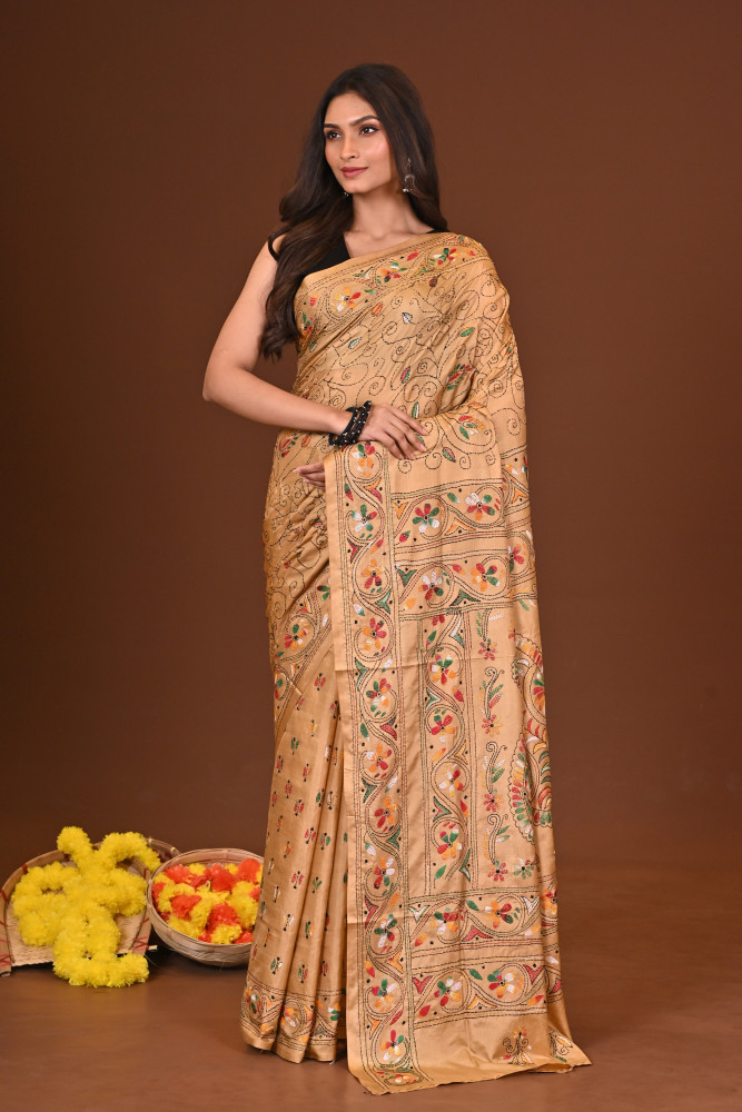 SUVRATA BLENDED SILK KANTHA SAREE