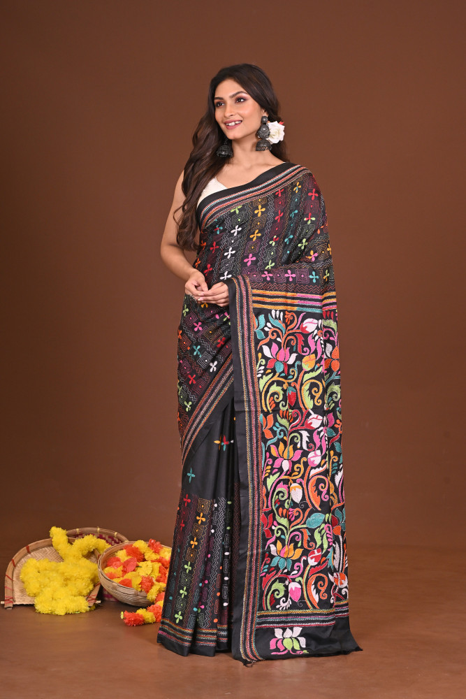 TAMORTITHI BLENDED SILK KANTHA SAREE