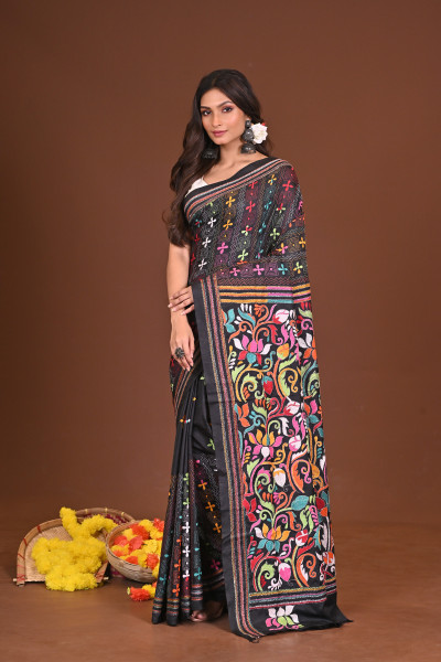 TAMORTITHI BLENDED SILK KANTHA SAREE