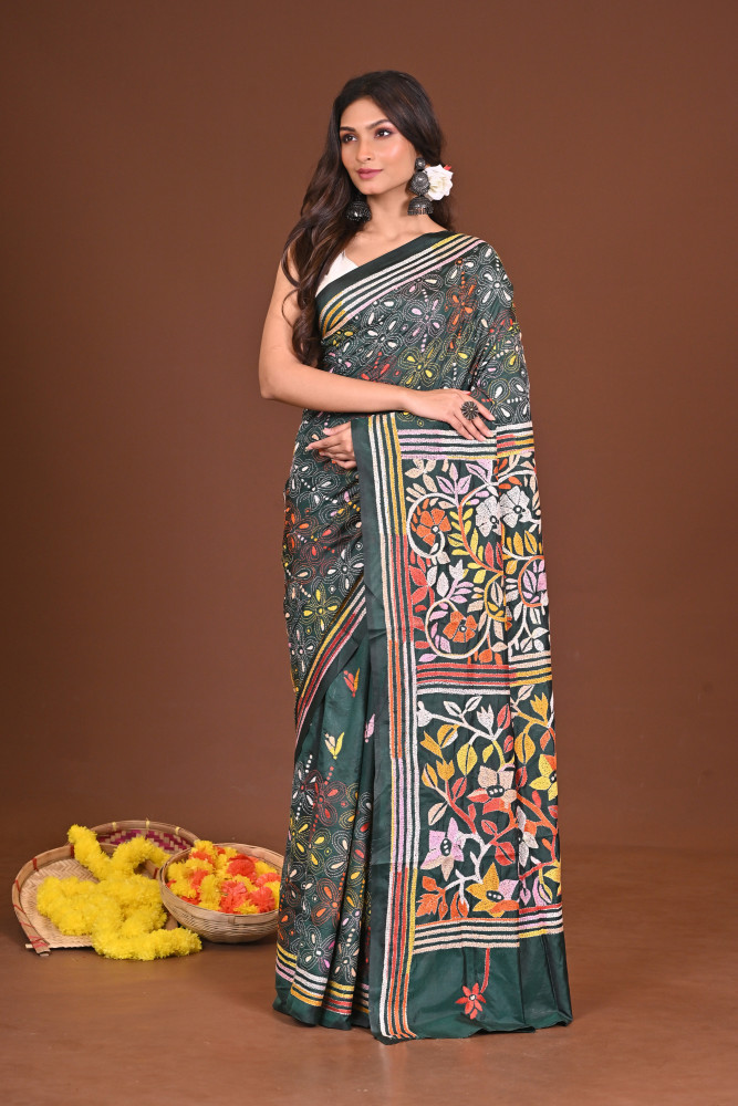 TAPASWINI BLENDED SILK KANTHA SAREE
