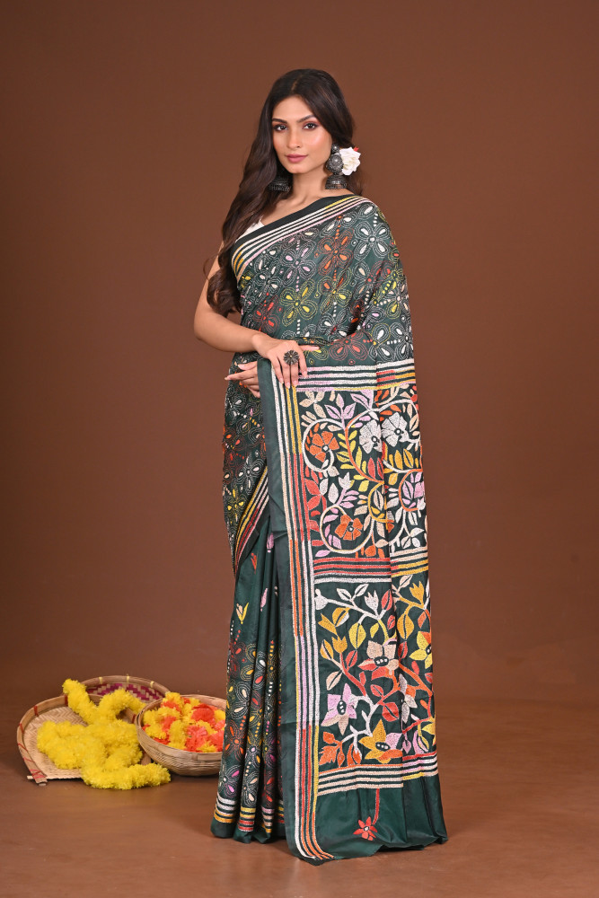 TAPASWINI BLENDED SILK KANTHA SAREE