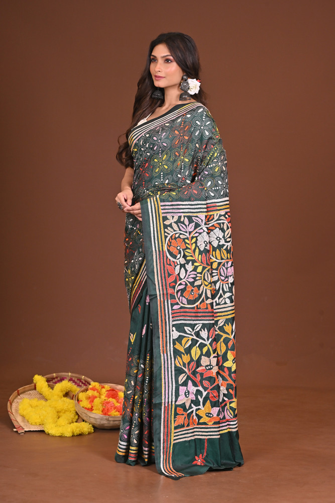 TAPASWINI BLENDED SILK KANTHA SAREE