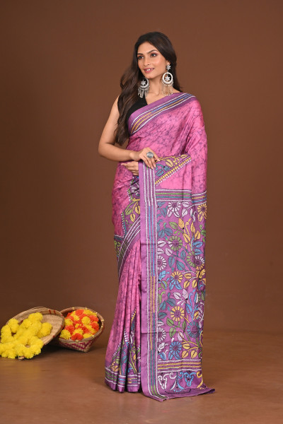 TARUNTITHI BLENDED SILK KANTHA SAREE