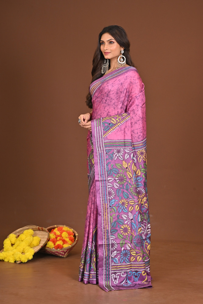 TARUNTITHI BLENDED SILK KANTHA SAREE