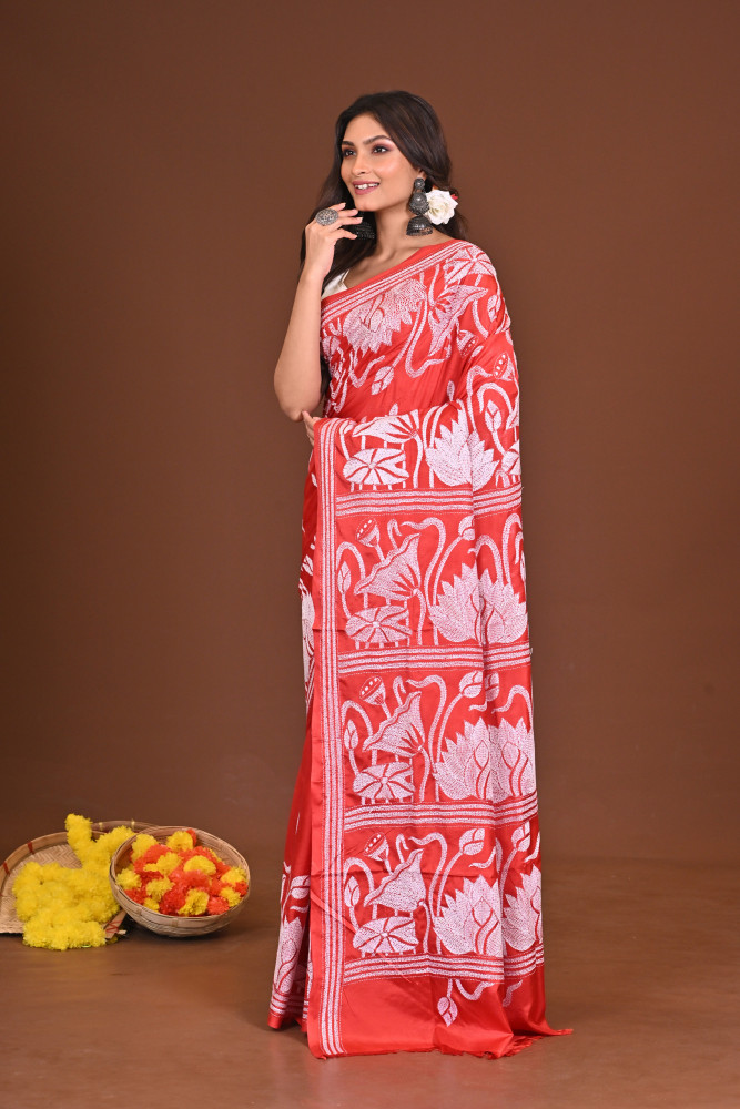 TEJTARANGINI BLENDED SILK KANTHA SAREE
