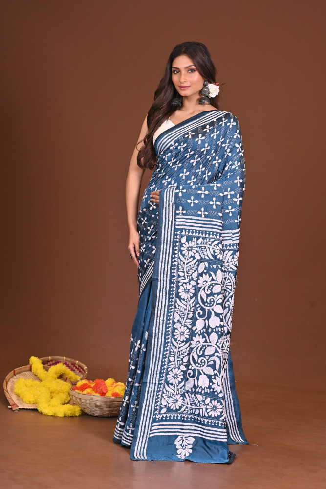 TITHITARANGA BLENDED SILK KANTHA SAREE