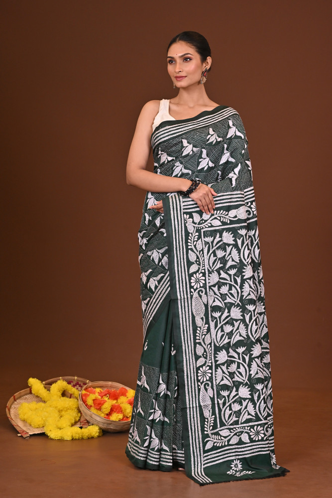 TOPOBANI BLENDED SILK KANTHA SAREE