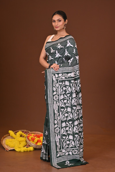 TOPOBANI BLENDED SILK KANTHA SAREE