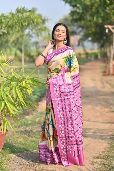 TOSSOR BLOCK HANDPRINT GUJRATI SAREE