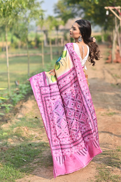 TOSSOR BLOCK HANDPRINT GUJRATI SAREE