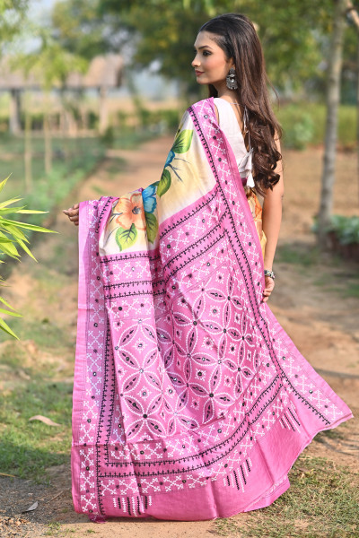 TOSSOR BLOCK HANDPRINT GUJRATI SAREE
