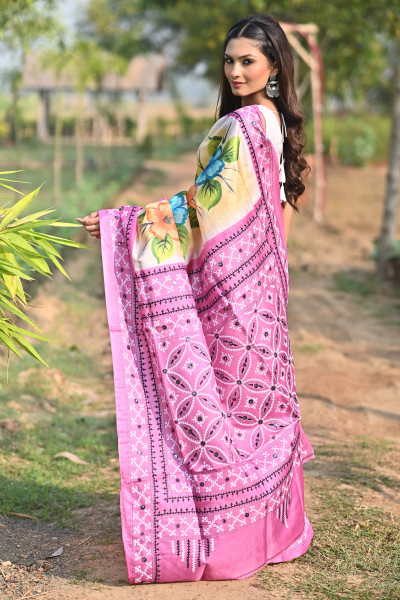 TOSSOR BLOCK HANDPRINT GUJRATI SAREE