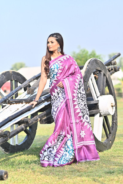TOSSOR BLOCK HANDPRINT GUJRATI SAREE
