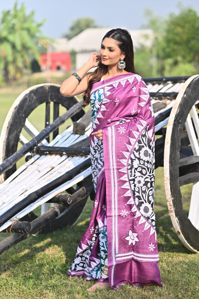 TOSSOR BLOCK HANDPRINT GUJRATI SAREE
