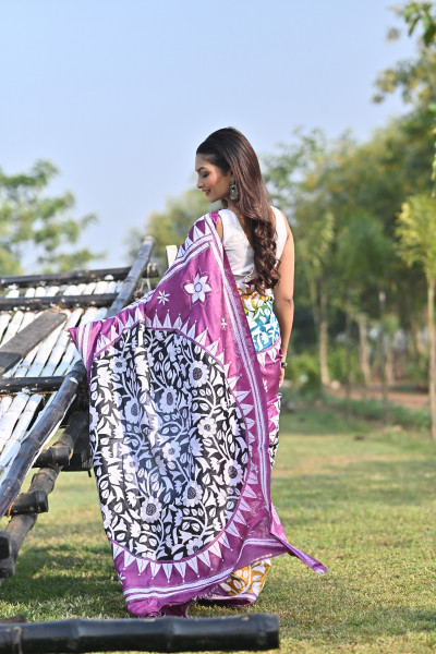 TOSSOR BLOCK HANDPRINT GUJRATI SAREE