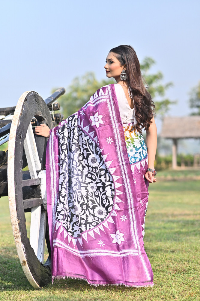 TOSSOR BLOCK HANDPRINT GUJRATI SAREE