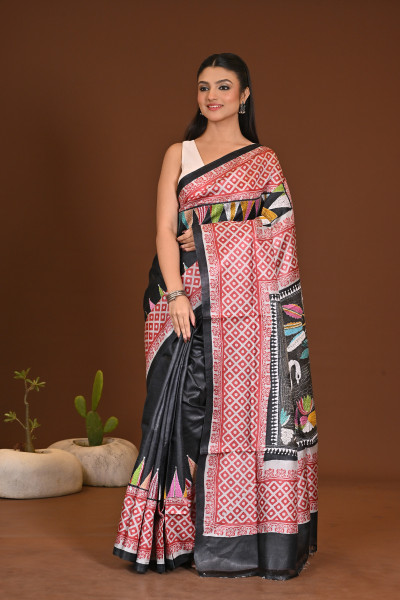 TOSSOR DYE BLOCK KANTHA SAREE