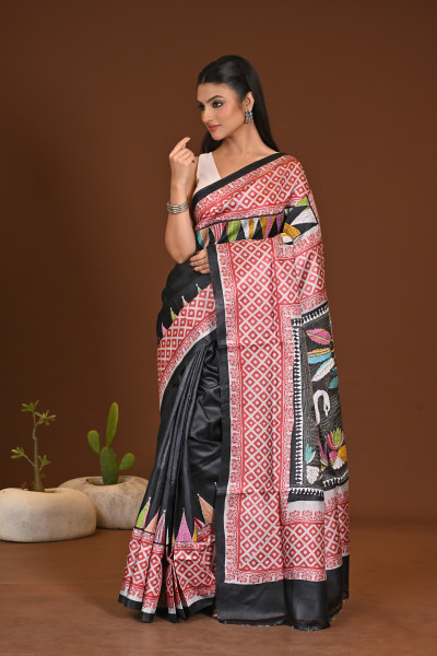 TOSSOR DYE BLOCK KANTHA SAREE