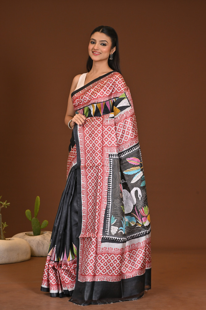 TOSSOR DYE BLOCK KANTHA SAREE