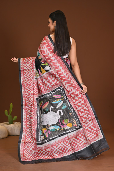 TOSSOR DYE BLOCK KANTHA SAREE