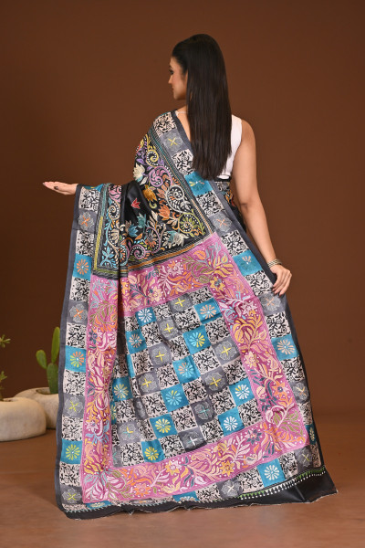 TOSSOR DYE BLOCK KANTHA SAREE