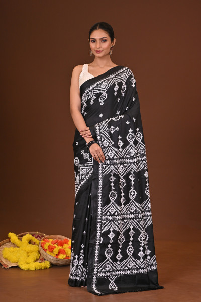 TRINAYANI BLENDED SILK KANTHA SAREE