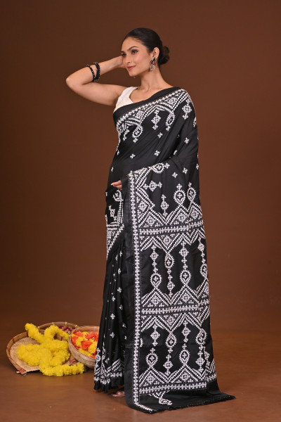 TRINAYANI BLENDED SILK KANTHA SAREE