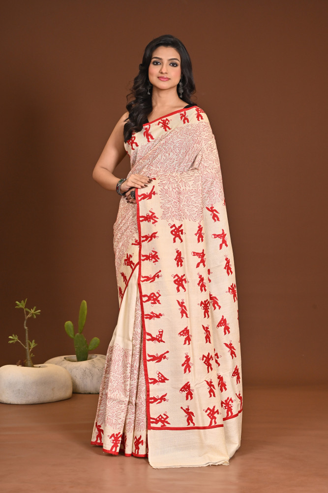Image of TUSSAR BHOOT APPLIQ SAREE
