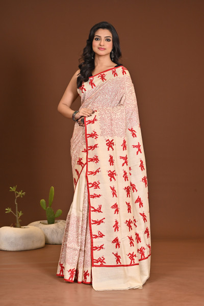 TUSSAR BHOOT APPLIQ SAREE